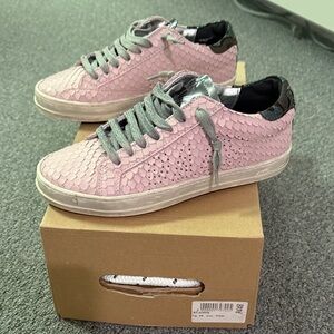 P448 Pink and Silver Textured Sneakers